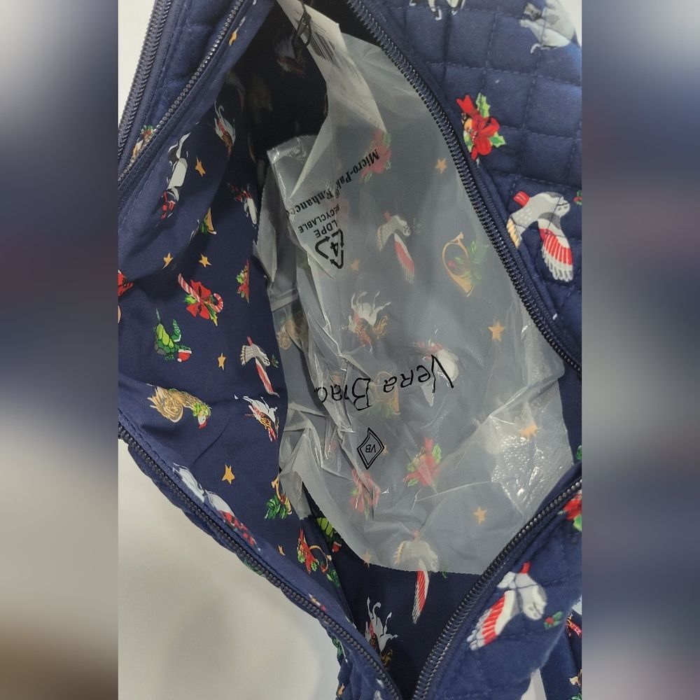 Vera Bradley Navy Blue Quilted Snow Globe Motifs Sling Backpack - Picture 9 of 11